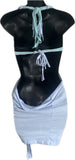 Cherry blossom backless shredded micro mini dress reworked t shirt EZ DUZIT 