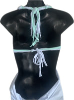 Cherry blossom backless shredded micro mini dress reworked t shirt EZ DUZIT 