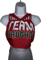 Christmas Holiday naughty list backless slit weave crop top shreddie reworked t shirt EZ DUZIT 