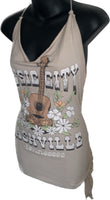 Country music city Nashville festival fashion backless tank top tunic micro mini dress reworked t shirt EZ DUZIT 