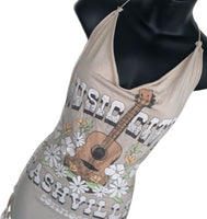 Country music city Nashville festival fashion backless tank top tunic micro mini dress reworked t shirt EZ DUZIT 