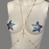 Crescent moon and dazzling stars adjustable gold bodychain Body Jewelry EZ DUZIT 
