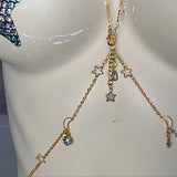 Crescent moon and dazzling stars adjustable gold bodychain Body Jewelry EZ DUZIT 