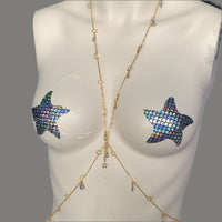 Crescent moon and dazzling stars adjustable gold bodychain Body Jewelry EZ DUZIT 