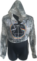 Cropped Dark side of the moon slit weave backless slitweave hoodie Reworked sweatshirt EZ DUZIT 