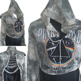 Cropped Dark side of the moon slit weave backless slitweave hoodie Reworked sweatshirt EZ DUZIT 