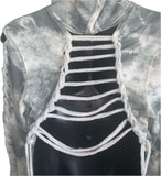 Cropped Dark side of the moon slit weave backless slitweave hoodie Reworked sweatshirt EZ DUZIT 