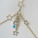Evil Eye Crescent moon and dazzling stars adjustable gold bodychain Body Jewelry EZ DUZIT 