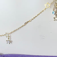 Evil Eye Crescent moon and dazzling stars adjustable gold bodychain Body Jewelry EZ DUZIT 