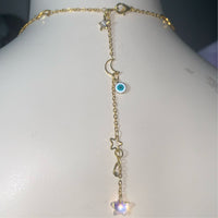 Evil Eye Crescent moon and dazzling stars adjustable gold bodychain Body Jewelry EZ DUZIT 