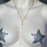 Evil Eye Crescent moon and dazzling stars adjustable gold bodychain Body Jewelry EZ DUZIT 