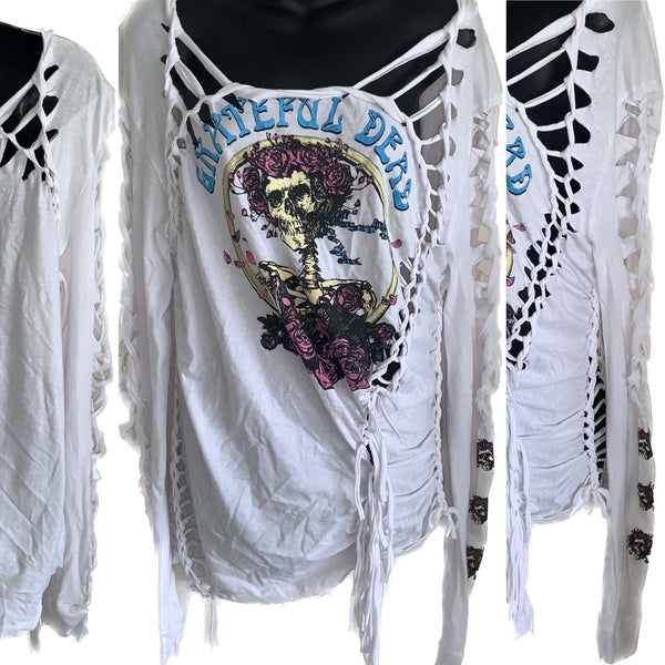 Grateful AF long sleeve Shreddie reworked t shirt EZ DUZIT 