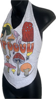 Groovy retro Mushie festival fashion reworked handkerchief style halter top reworked t shirt EZ DUZIT 