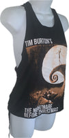 Nightmare before Christmas Inspired backless holiday slitweave graphic muscle t shirt reworked t shirt EZ DUZIT 