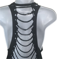 Nightmare before Christmas Inspired backless holiday slitweave graphic muscle t shirt reworked t shirt EZ DUZIT 