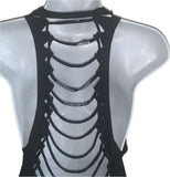 Nightmare before Christmas Inspired backless holiday slitweave graphic muscle t shirt reworked t shirt EZ DUZIT 