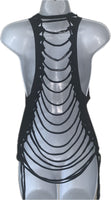 Nightmare before Christmas Inspired backless holiday slitweave graphic muscle t shirt reworked t shirt EZ DUZIT 