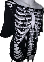 Skeleton drip slitweave backless graphic t reworked t shirt EZ DUZIT 