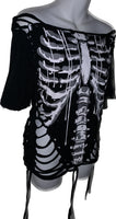 Skeleton drip slitweave backless graphic t reworked t shirt EZ DUZIT 