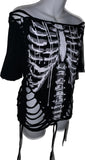 Skeleton drip slitweave backless graphic t reworked t shirt EZ DUZIT 
