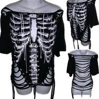 Skeleton drip slitweave backless graphic t reworked t shirt EZ DUZIT 