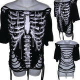Skeleton drip slitweave backless graphic t reworked t shirt EZ DUZIT 