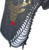 Space wolf slit weave crop top reworked t shirt EZ DUZIT 