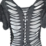 Space wolf slit weave crop top reworked t shirt EZ DUZIT 