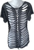 Space wolf slit weave crop top reworked t shirt EZ DUZIT 