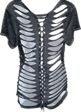 Space wolf slit weave crop top reworked t shirt EZ DUZIT 