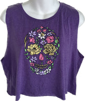 Sugar skull graphic muscle t shirt crop top reworked t shirt EZ DUZIT 