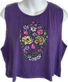 Sugar skull graphic muscle t shirt crop top reworked t shirt EZ DUZIT 