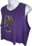 Sugar skull graphic muscle t shirt crop top reworked t shirt EZ DUZIT 