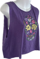 Sugar skull graphic muscle t shirt crop top reworked t shirt EZ DUZIT 