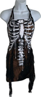 Sultry bleached skeleton drip slitweave fringe backless shredded halter micro mini dress reworked t shirt EZ DUZIT 