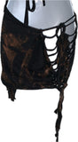 Sultry bleached skeleton drip slitweave fringe backless shredded halter micro mini dress reworked t shirt EZ DUZIT 