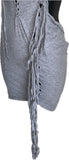 Sultry grey shredded slit weave backless halter micro mini dress reworked t shirt EZ DUZIT 