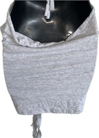 Sultry grey shredded slit weave backless halter micro mini dress reworked t shirt EZ DUZIT 